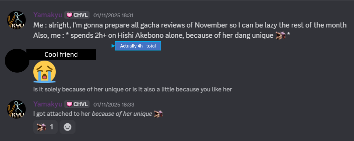 Capture d'écran en anglais d'une conversation entre moi et un pote