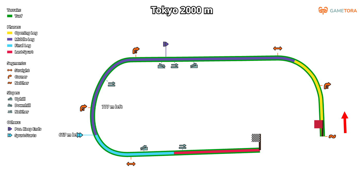 Visualisation de la course complète, comme affiché sur Gametora.com