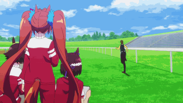 L'entraineur prends la fuite en courant, et Gold Ship le rattrape en instant, effectuant un magnifique plaquage, sous le regard de Daiwa Scarlet, Special Week et Vodka