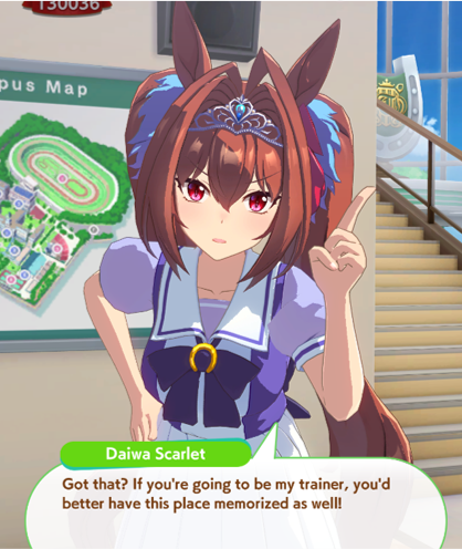 Daiwa Scarlet dit : 'If you're going to be my trainer\é, you'd better have thie place memorized as well !'