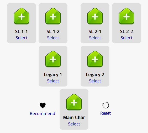 Arbre de selection des Legacies sur Gametora