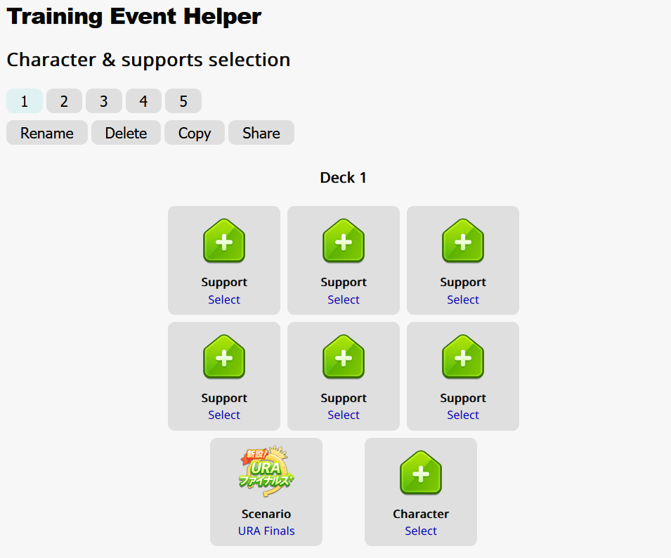 Interface du Training Event Helper